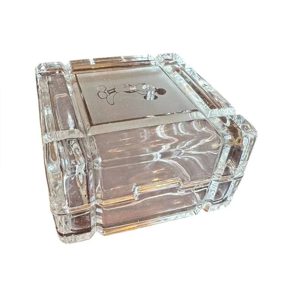 Vintage Disney Mickey Mouse Lead Crystal Trinket Box
